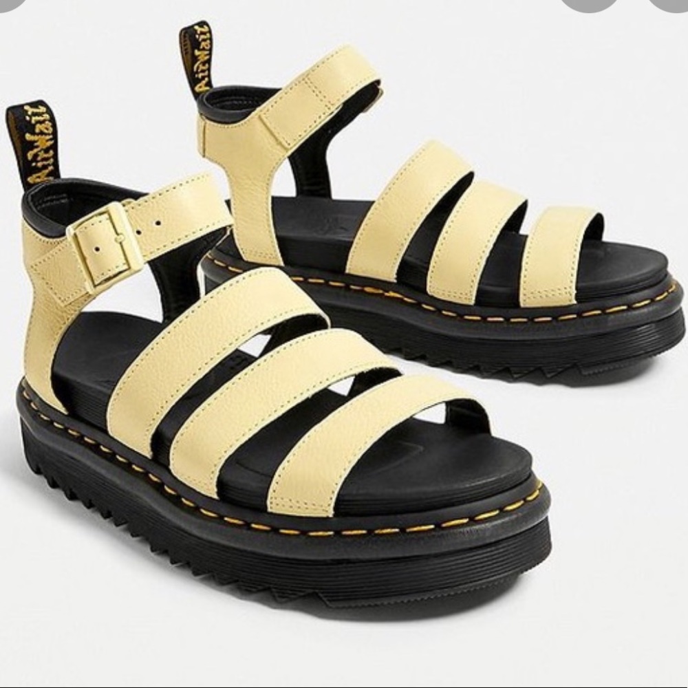 dr. martens blaire platform sandals - pale yellow